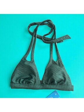 CUPSCHE Green Metallic Bikini Top Size Small NEW New with tags